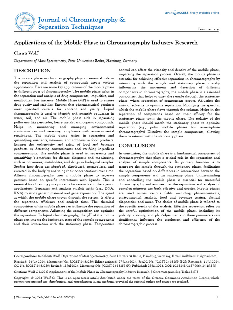 Applications of The Mobile Phase in Chromatography Industry Research ...