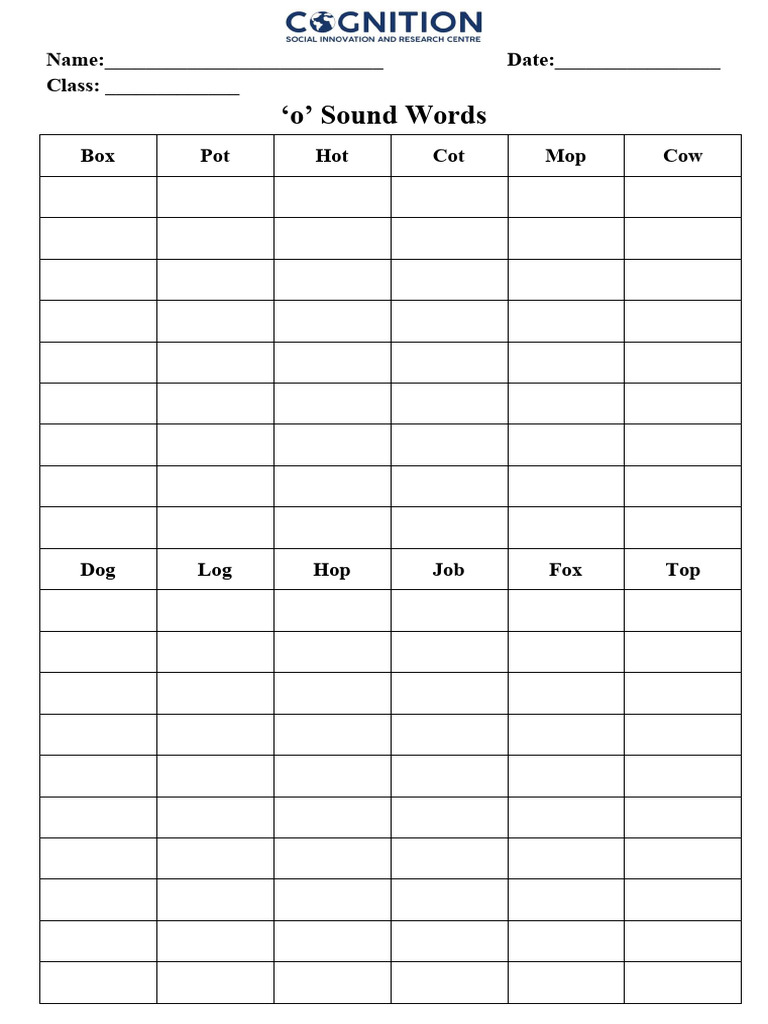 O' Sound Words | PDF