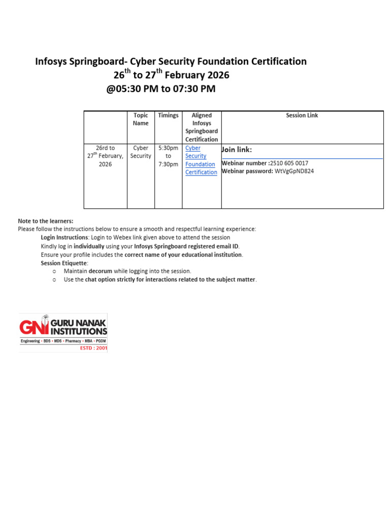 Infosys Springboard - Cyber Security Foundation Certification | PDF