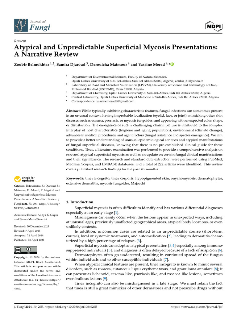 Atypical and Unpredictable Superficial Mycosis Presentations A ...