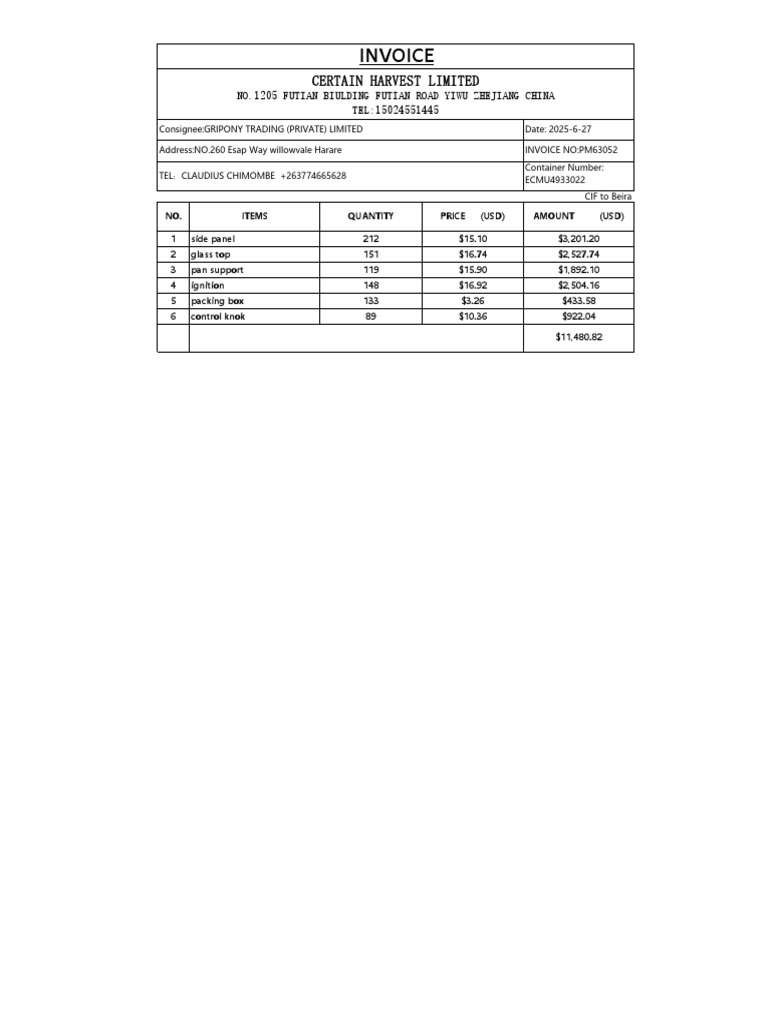 ECMU4933022 Invoice 6.27 | PDF