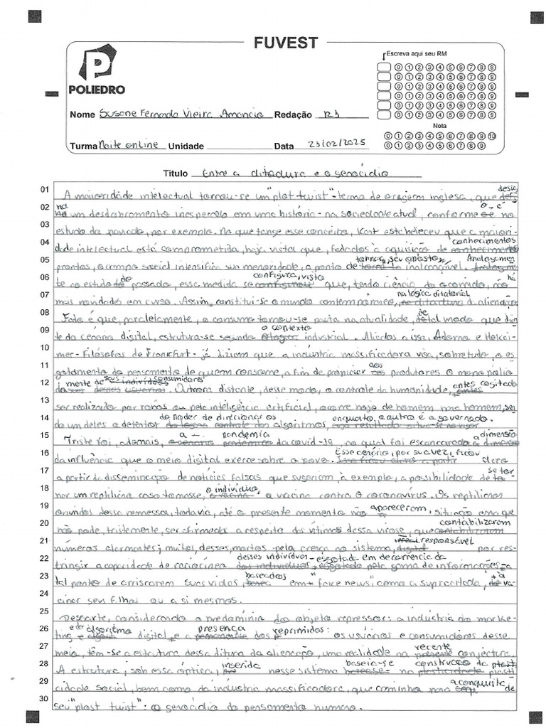 Redação 1 - Modelo Fuvest | PDF