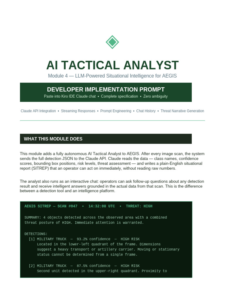 AEGIS Module4 AI Tactical Analyst | PDF | Computing | Software Engineering