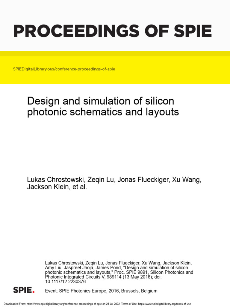 Design and Simulation of Silicon Photonic Schematics and Layouts | PDF ...