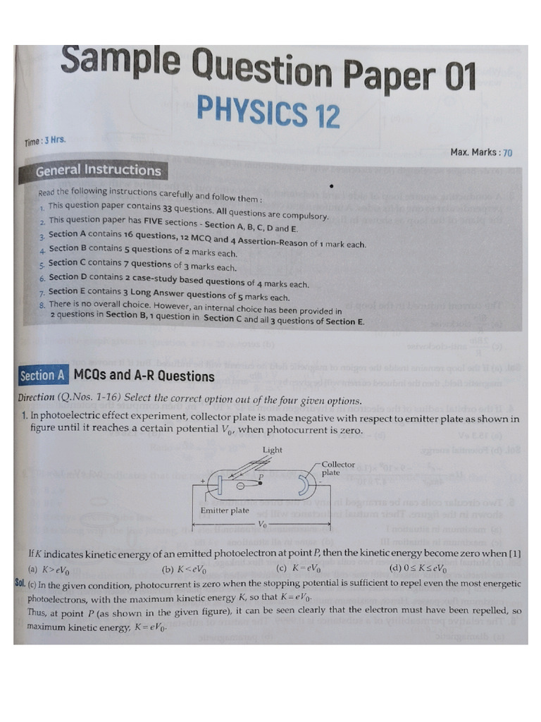 Physics Sample Paper 1 | PDF