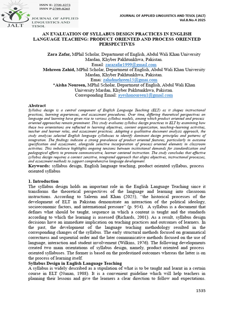 Journal of Applied Linguistics and Tesol (Jalt) Vol.8.No.4 2025 | PDF ...