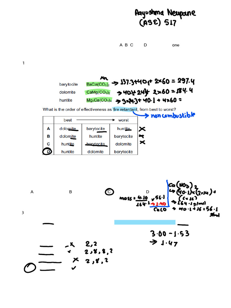 P1 Work Sheet Group-2 W | PDF | Magnesium | Calcium