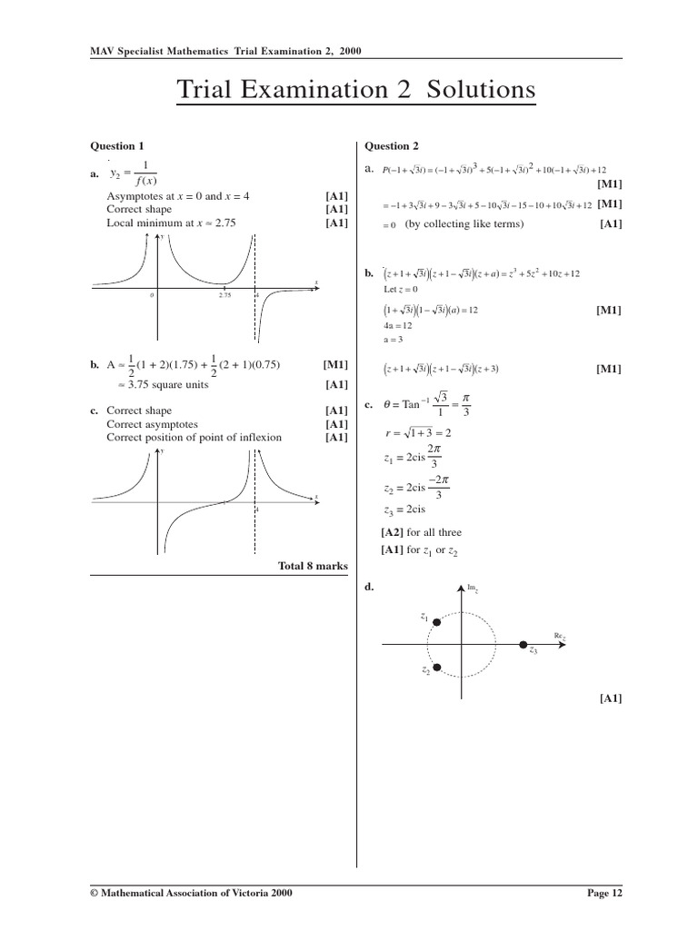 (VCE Specialist) 2000 MAV Unit 34 Exam 2 Solutions | PDF