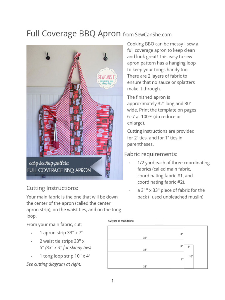 Full Coverage Apron Optimized For Printing | PDF | Seam (Sewing) | Clothing