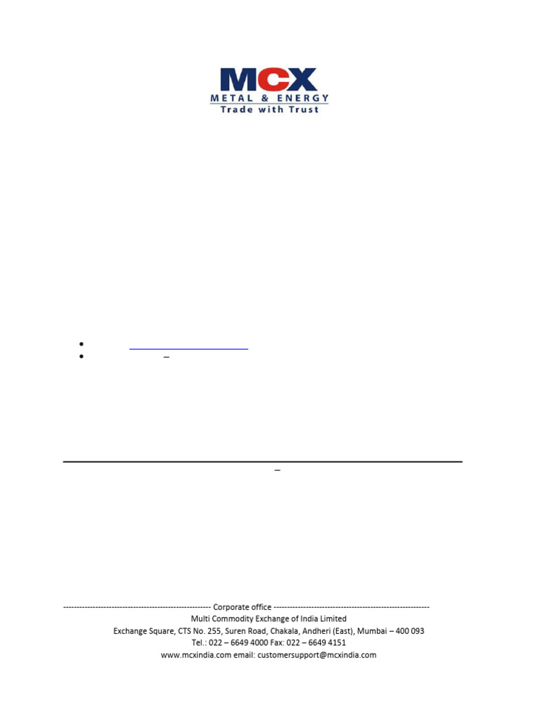 MCXCTCL0782024 MCX Reference Data Files (Masters) Version 1.1 | PDF ...