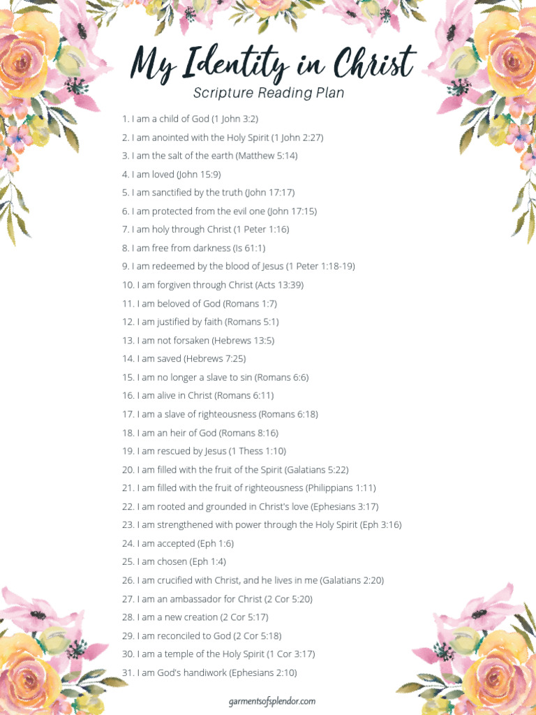 My Identity in Christ Scripture Reading Plan | PDF