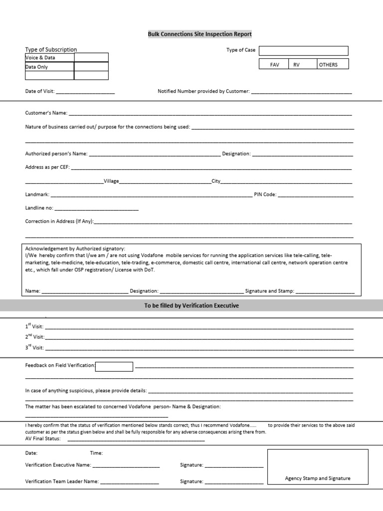 Bulk Connections Inspection Format Jun 2012 | PDF