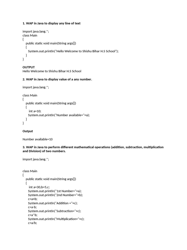 Class 12 JAVA Program | PDF | Computer Programming | Software Engineering