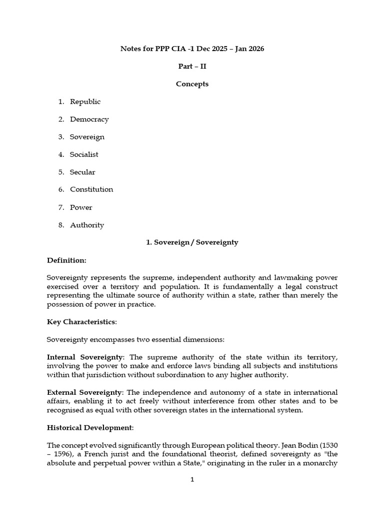 Notes For PPP CIA Jan 2026 Set II | PDF | Socialism | Sovereignty