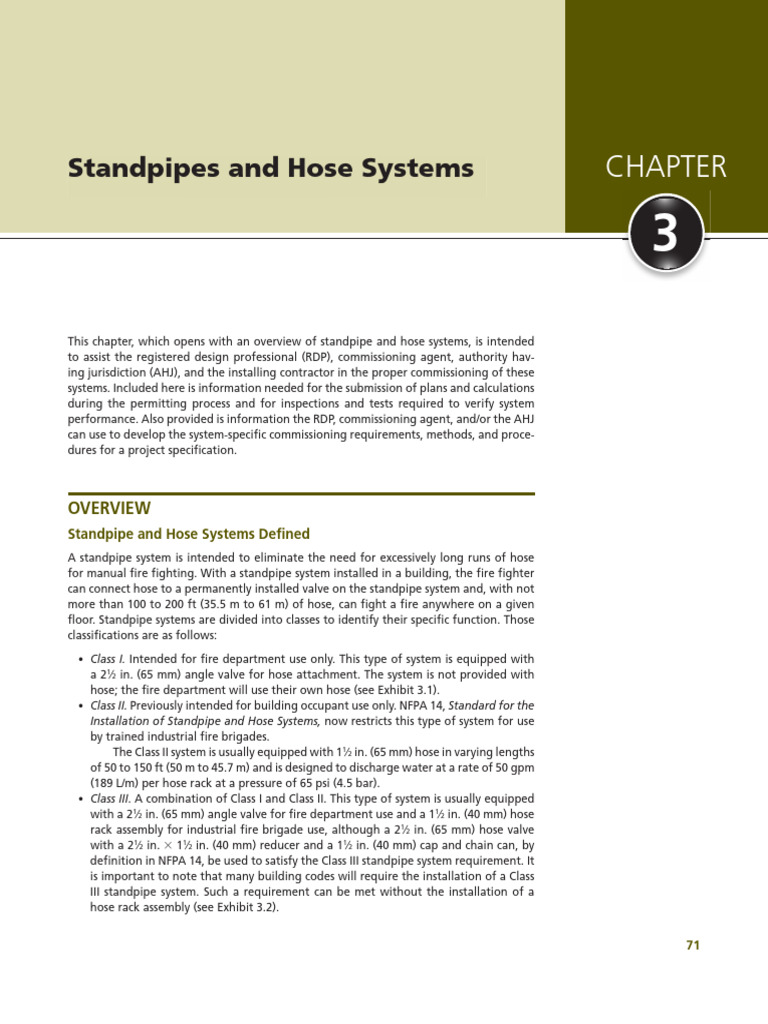 NFPA 3 Chapter 3 - Standpipes and Hose Systems | PDF | Fire Sprinkler ...