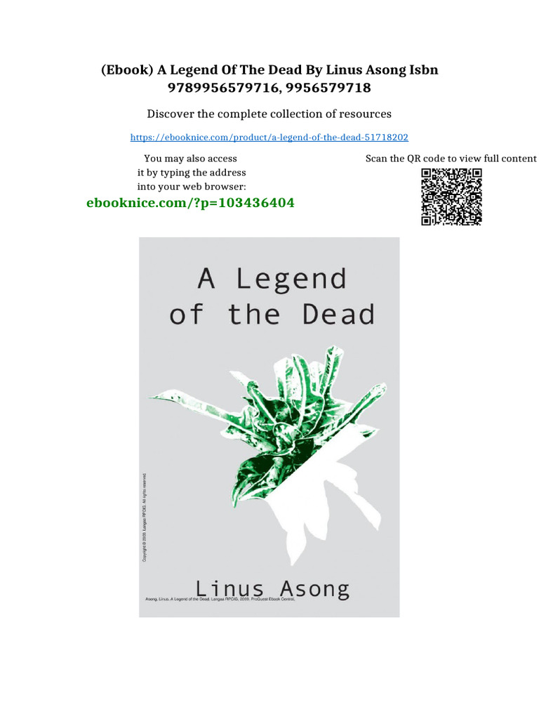 (Ebook) A Legend of The Dead by Linus Asong ISBN 9789956579716 ...