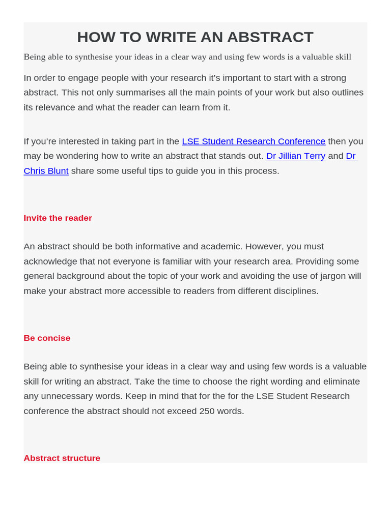 How To Write An Abstract | PDF