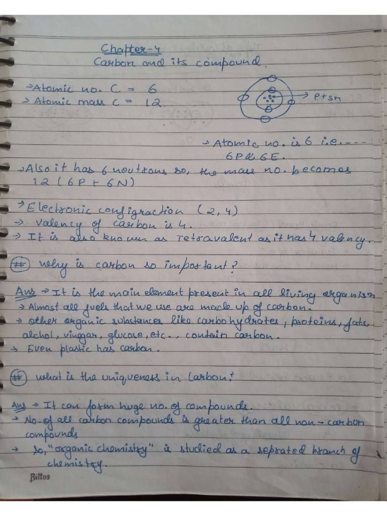 Carbon and Its Compound Notes Part 1 | PDF