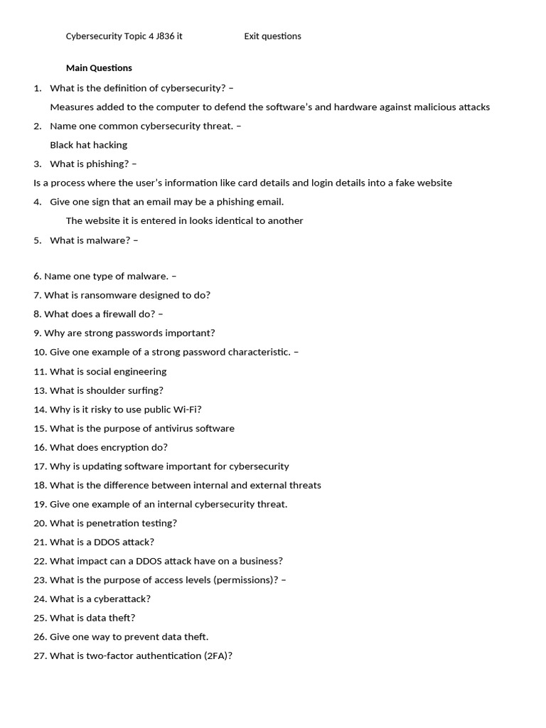 Cyber Security Questions | PDF
