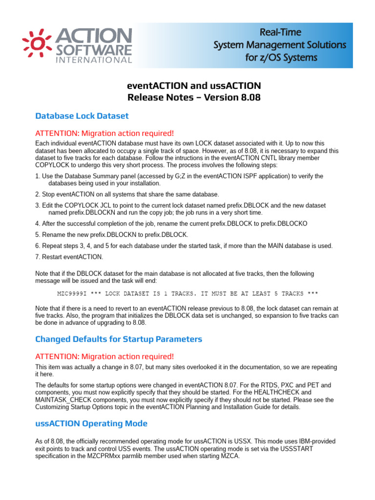 EventACTION and UssACTION Release Notes Version 8.08 Web | PDF ...