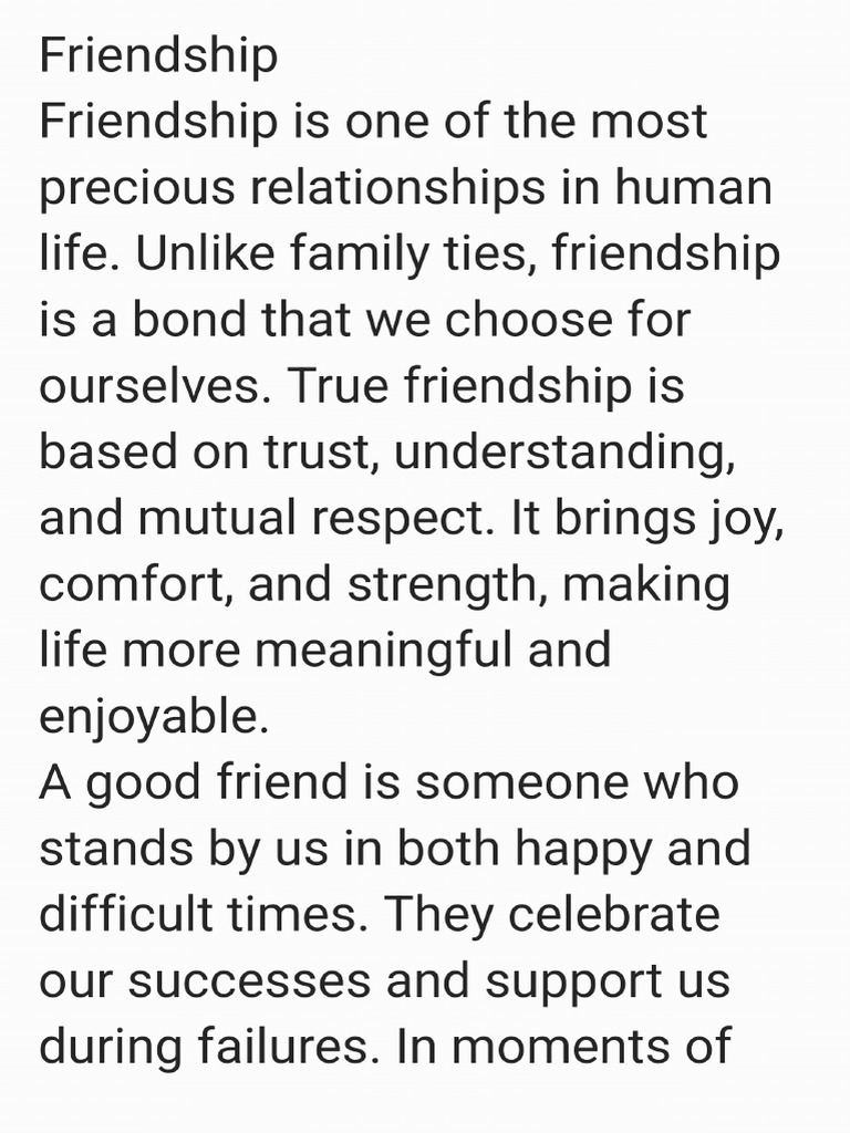 Friendship Essay | PDF