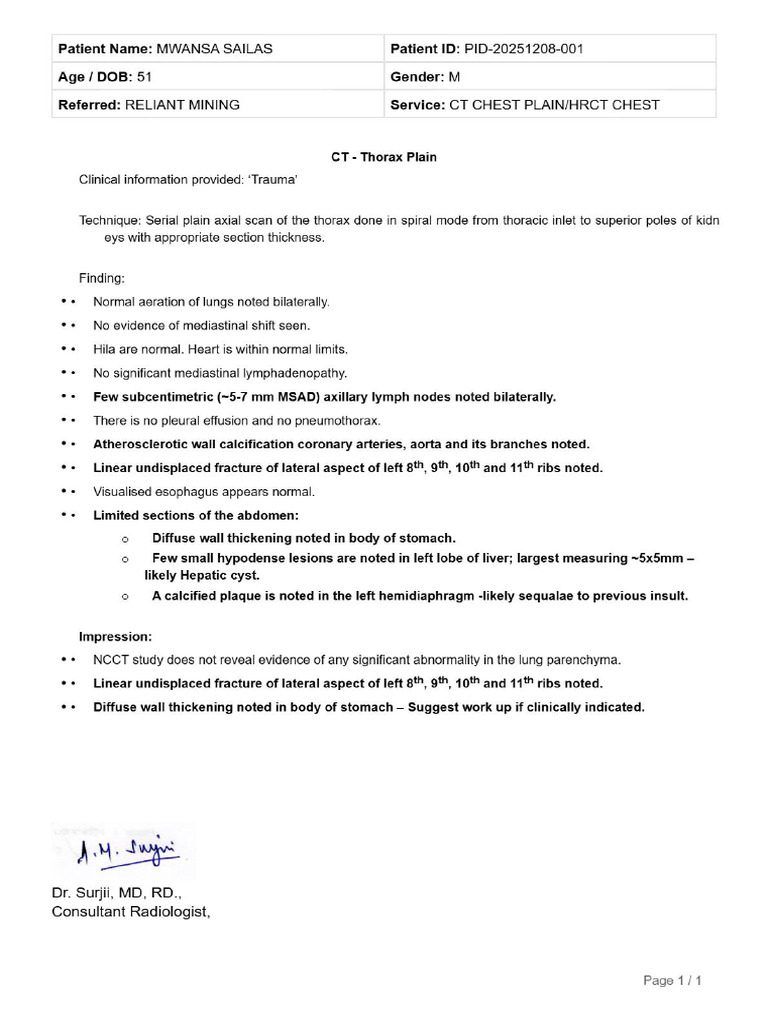 Sunket CT Scan Report. | PDF