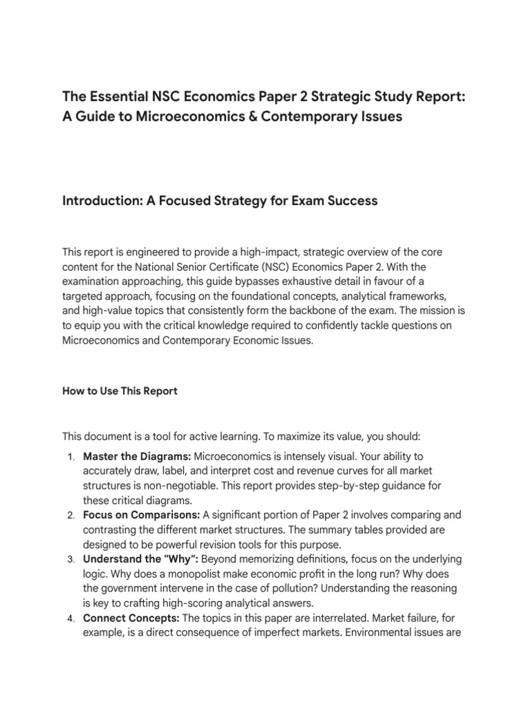The Essential NSC Economics Paper 2 Strategic Study Report | PDF ...