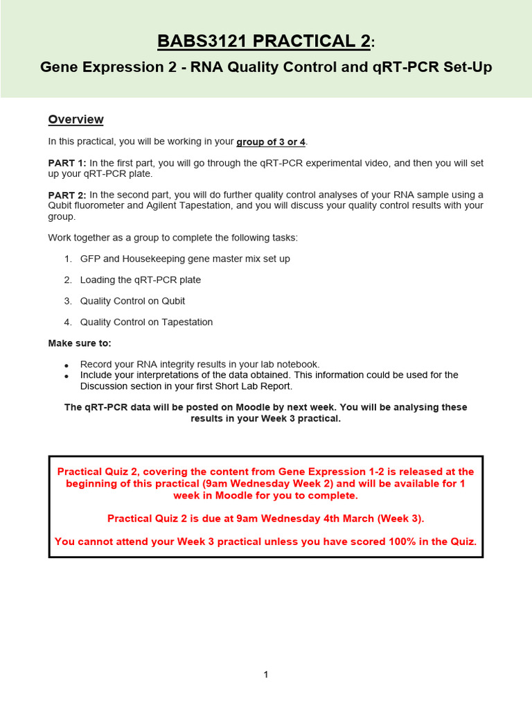 Week 2 Practical Notes - Gene Expression 2 PDF | PDF