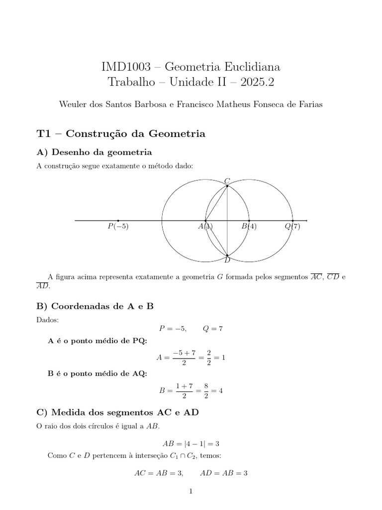 Trabalho Geometria Euclidiana | PDF | Triângulo | Geometria Euclidiana