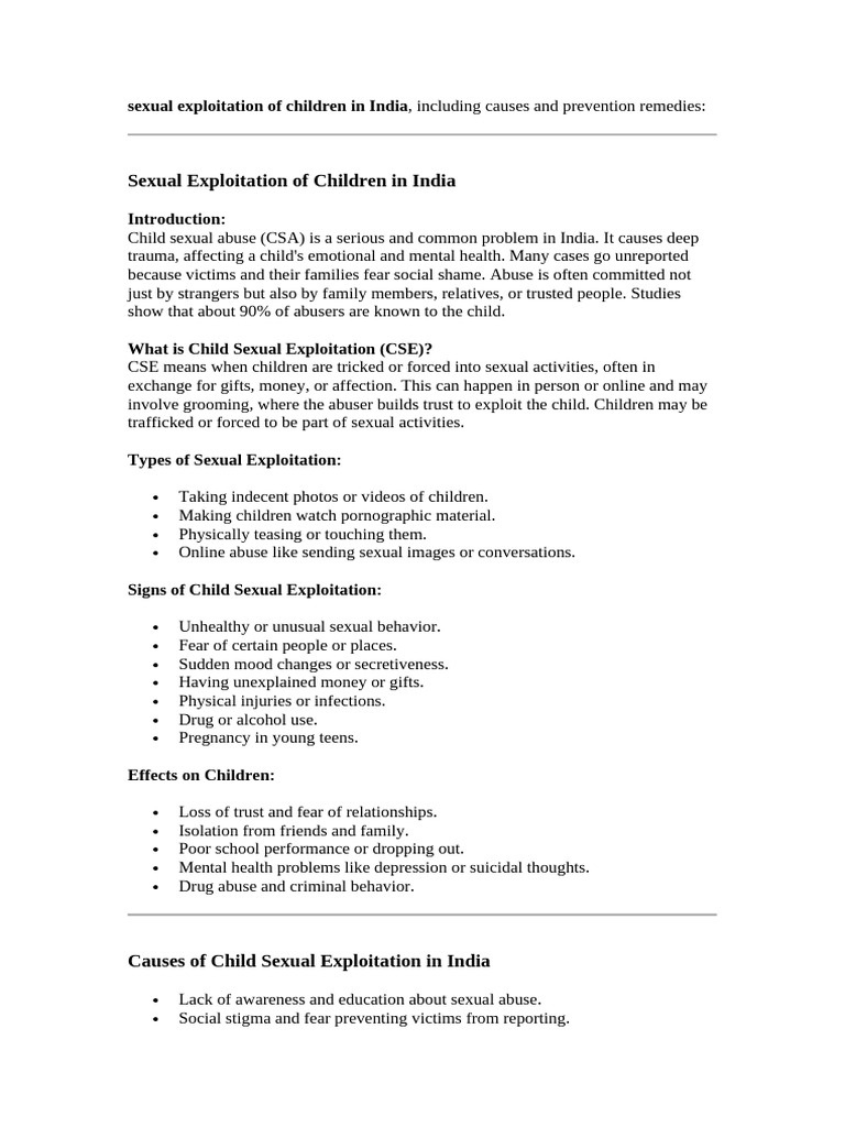 Sexual Exploitation of Children in India | PDF | Child Abuse | Childhood