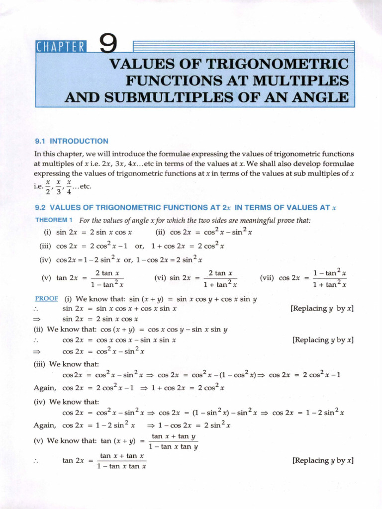 11-Maths-rds-sub-ch09-Values of Trigonometric Functions at Multiples ...