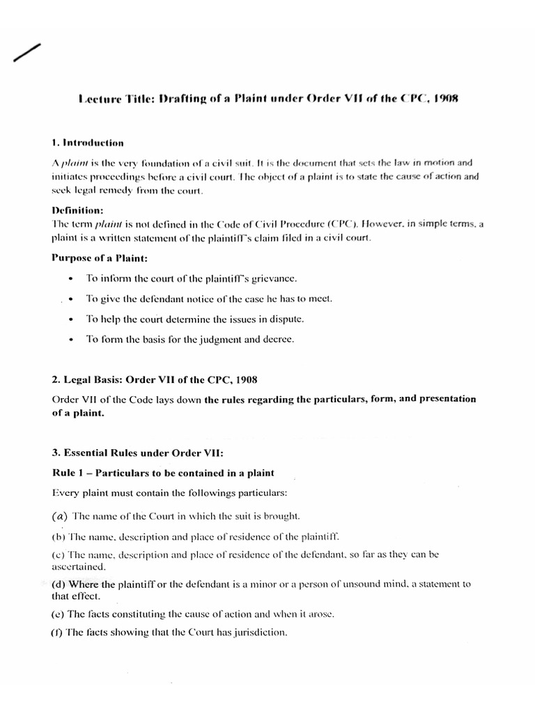 Plaint Draft Sheet | PDF