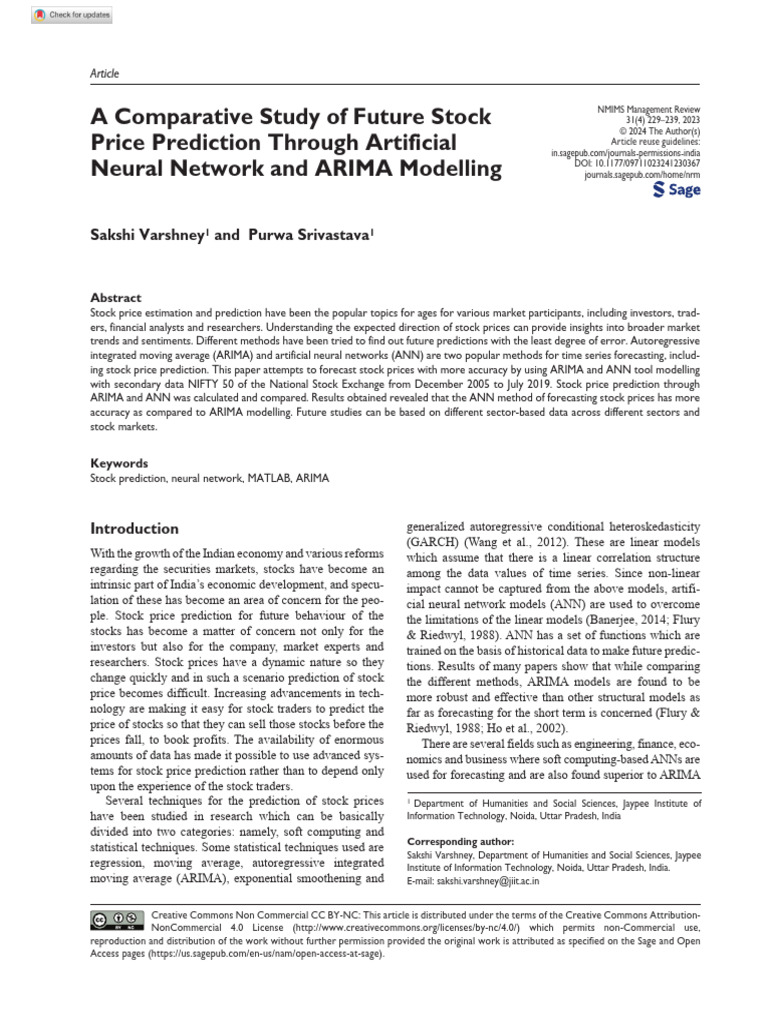A Comparative Study of Future Stock Price Prediction Through Artificial ...