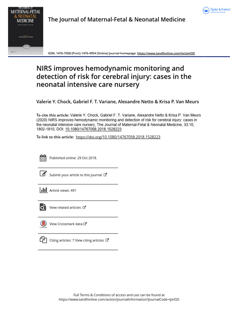 NIRS in The NICU Article | PDF | Hemoglobin | Physiology