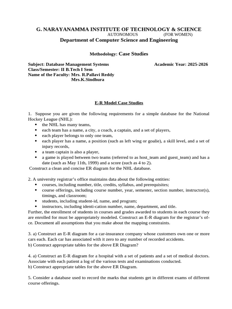 ER Diagram-Case Study | PDF | Menu