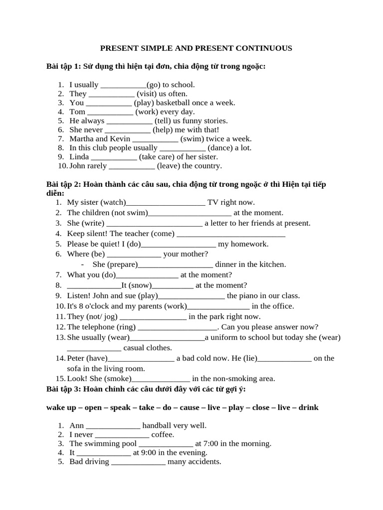 Present Simple and Present Continuous | PDF