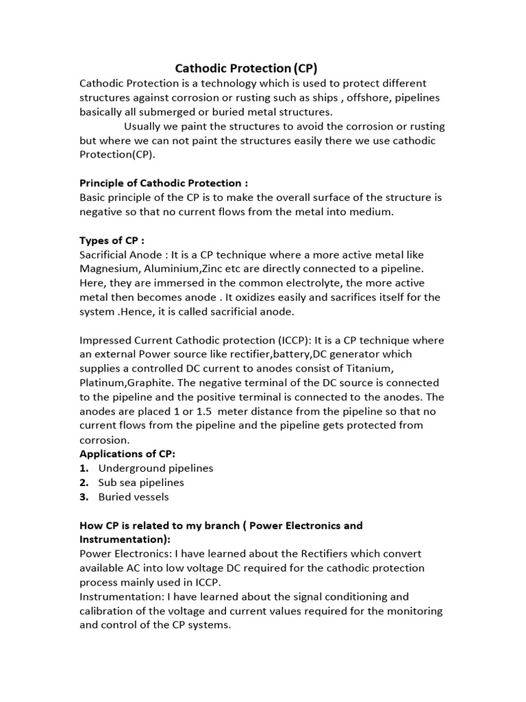 Cathodic Protection (CP) | PDF