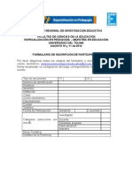 Formulario de Inscripción para Participar Del I Simposio de Investigación Educativa