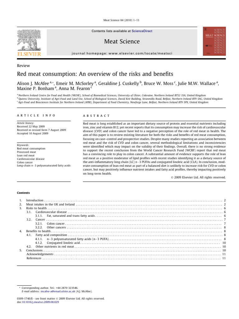 Red Meat Consumption An Overview of The | PDF | Polyunsaturated Fat ...