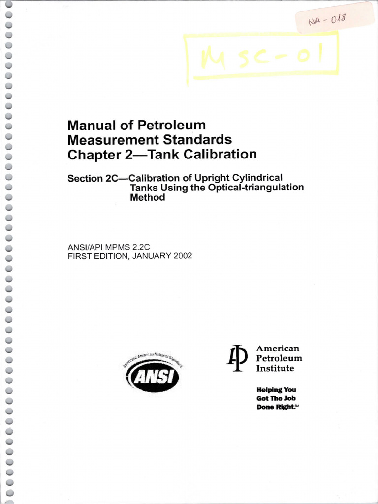 Api 2.2C Manual of Petroleum Measurement Standards Tank Calibration ...