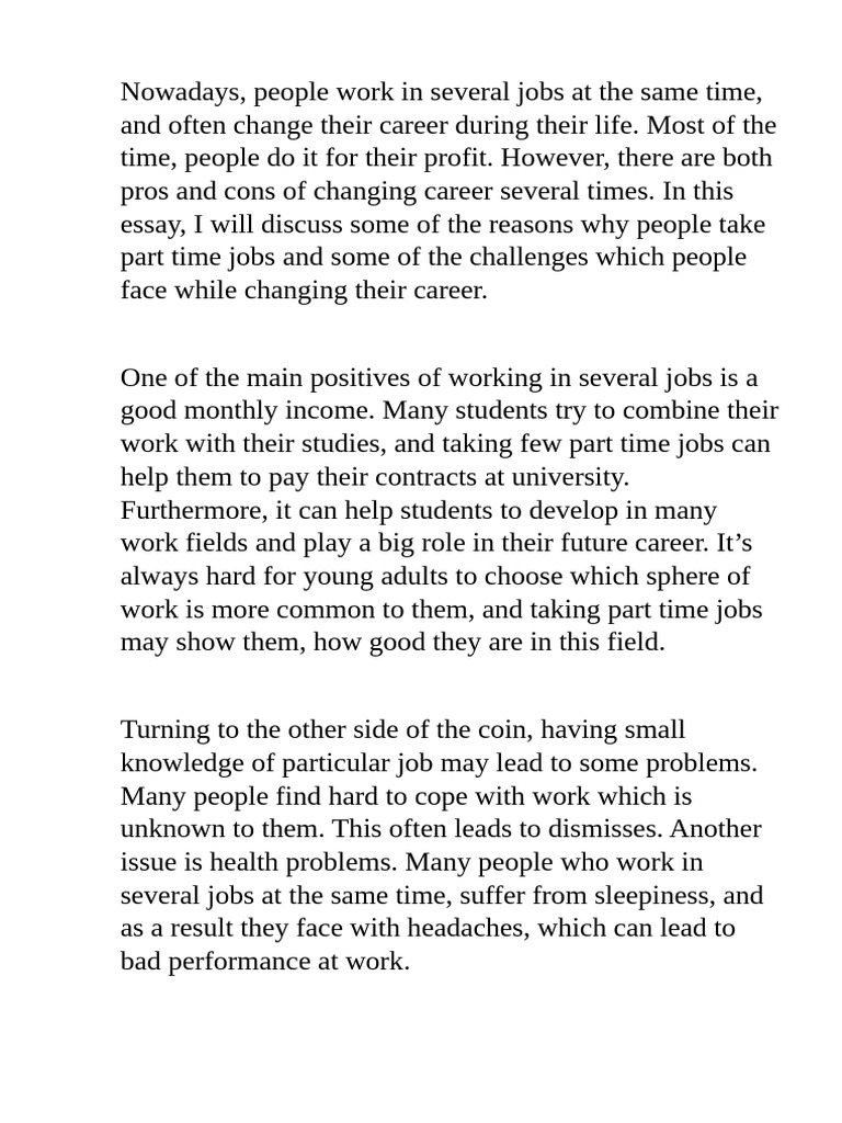 Working in Several Jobs | PDF