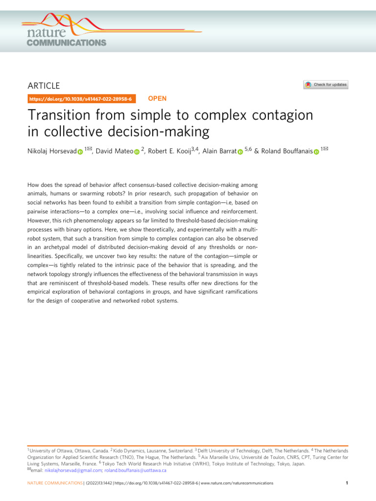 Transition from simple to complex contagion in collective decision ...