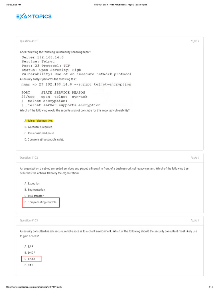 Question #101: Topic 1 | PDF | Security | Computer Security
