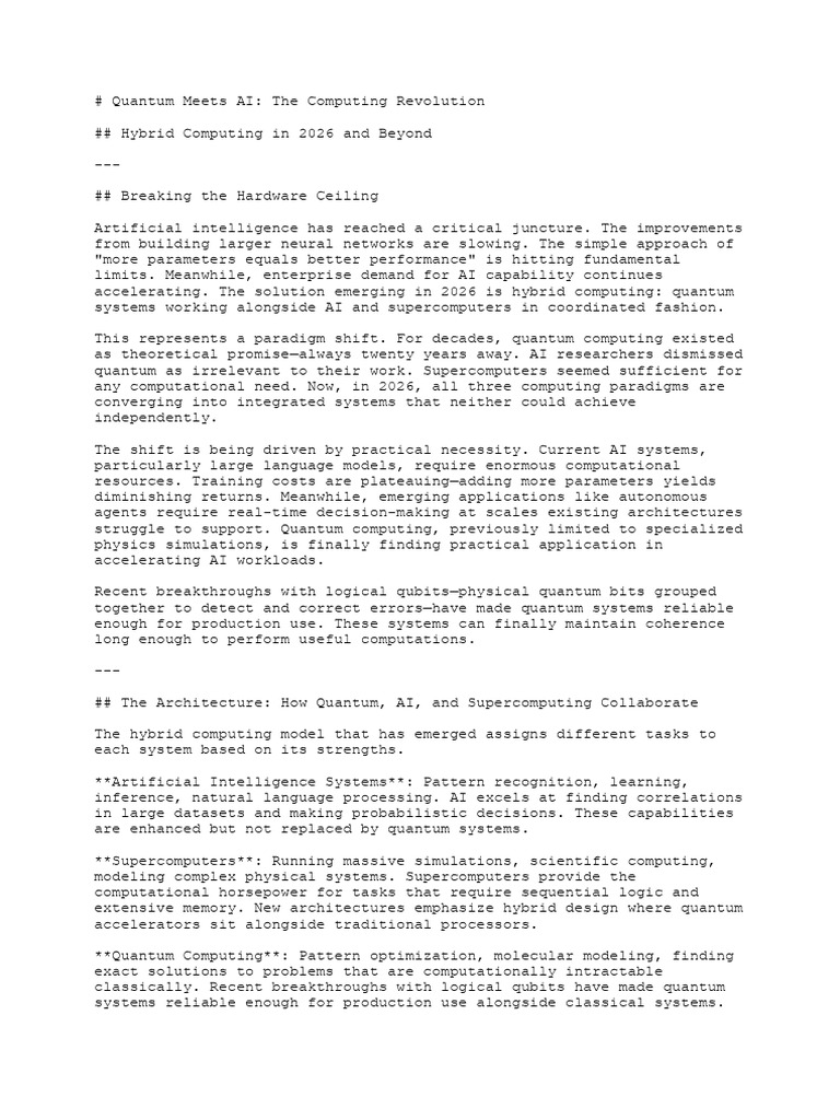 Quantum Meets AI - The Computing Revolution | PDF | Artificial ...