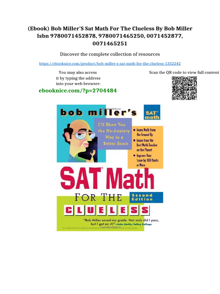 (Ebook) Bob Miller'S Sat Math For The Clueless by Bob Miller Isbn ...