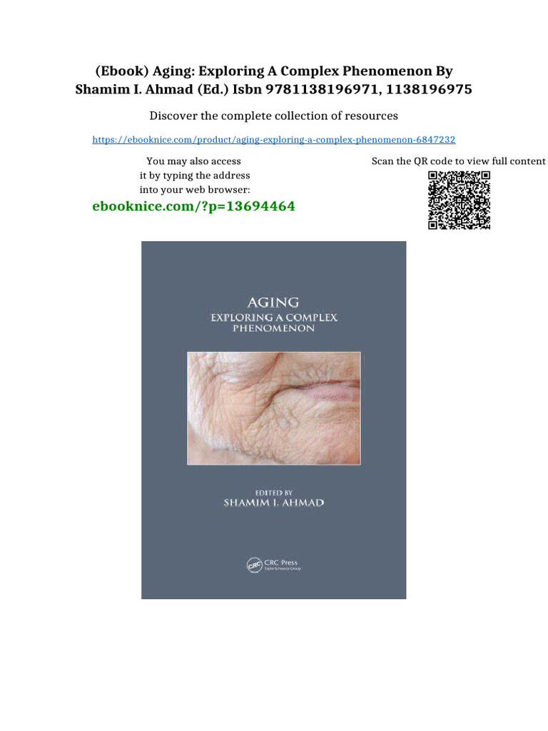 (Ebook) Aging: Exploring A Complex Phenomenon by Shamim I. Ahmad (Ed ...