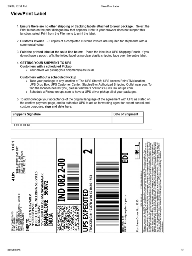 1Z87RW166704601503 - View - Print Label | PDF