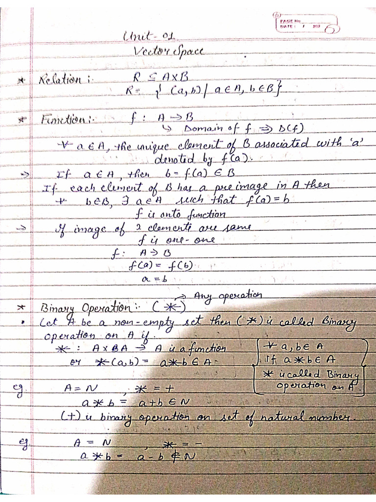 Vector Space Notes (Linear Algebra) | PDF