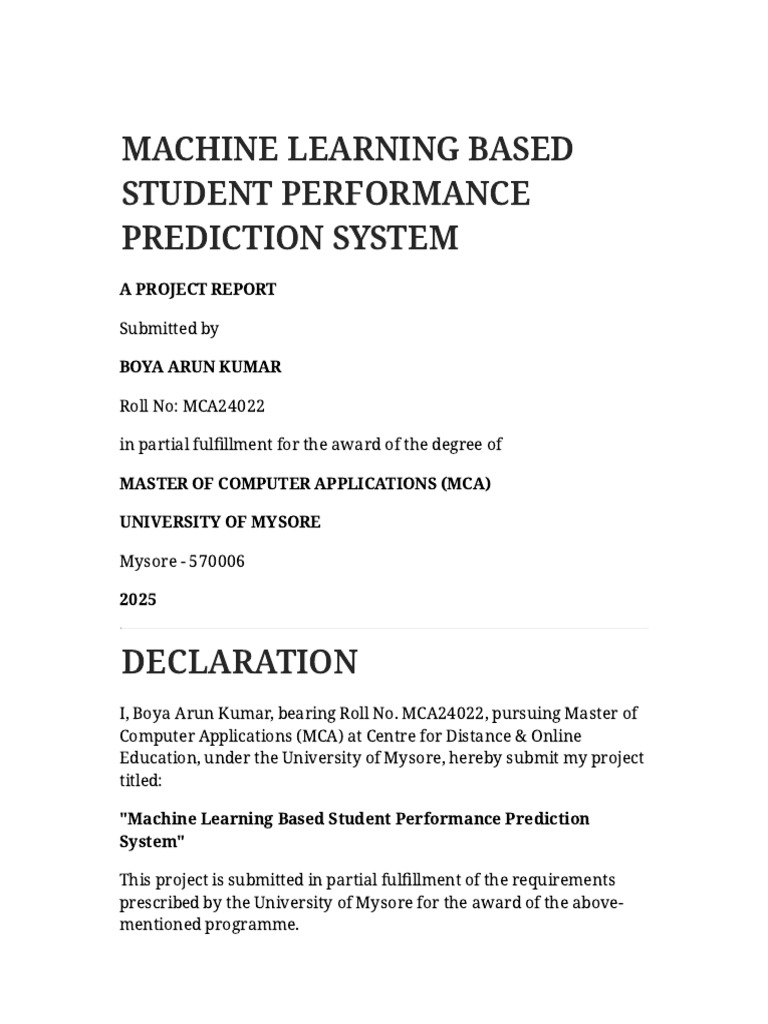 ML Student Performance Prediction | PDF | Machine Learning | Prediction