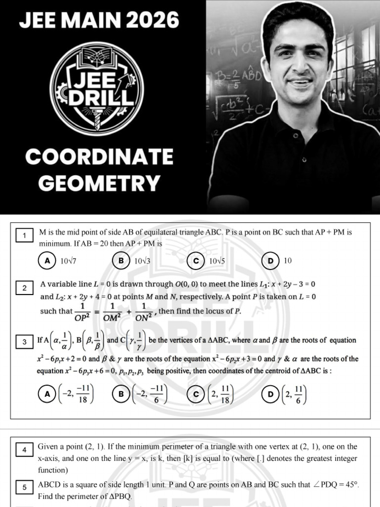 Jee Drill - Maths - Coordinate Geometry | PDF